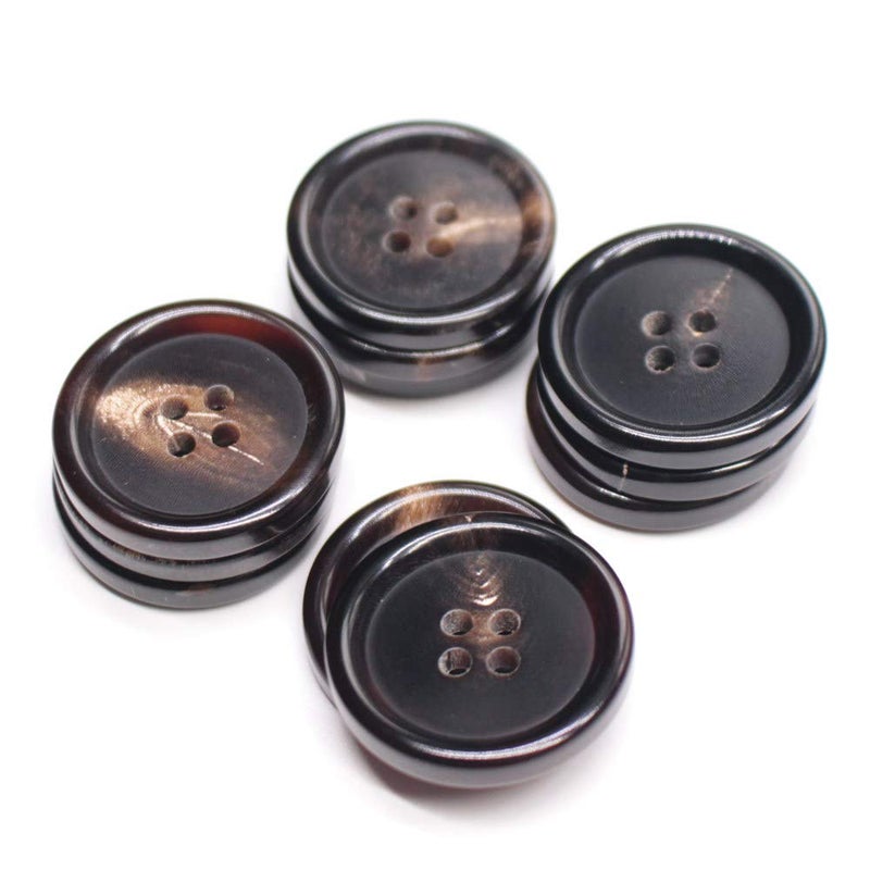 YaHoGa 10PCS 1 Inch Real Horn Buttons for Blazer, Suit, Coats, Overcoat, Winter Coat, Jacket, Uniform Genuine Natural Brown Buffalo Horn Buttons for Men (25mm, Brown) - Image 2